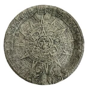 Aztec Solar Sun 13" VTG (?) Inlay Stones Calendar Plaque Maya Inca Sculpture